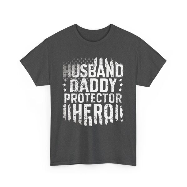 Husband Daddy Protector Hero Shirt, Unisex Heavy Cotton Tee for Father's Day, Perfect Gift for Patriotic Dads - Image 2