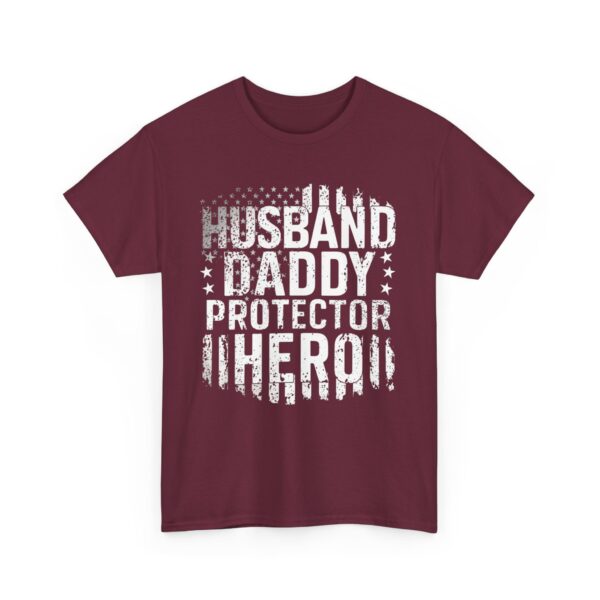 Husband Daddy Protector Hero Shirt, Unisex Heavy Cotton Tee for Father's Day, Perfect Gift for Patriotic Dads - Image 3