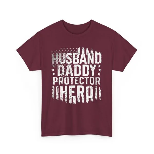 Husband Dad Protector Hero V-Neck T-Shirt - Father's Day Gift, Unisex Fit, Black, High Quality Cotton Tee - View #4