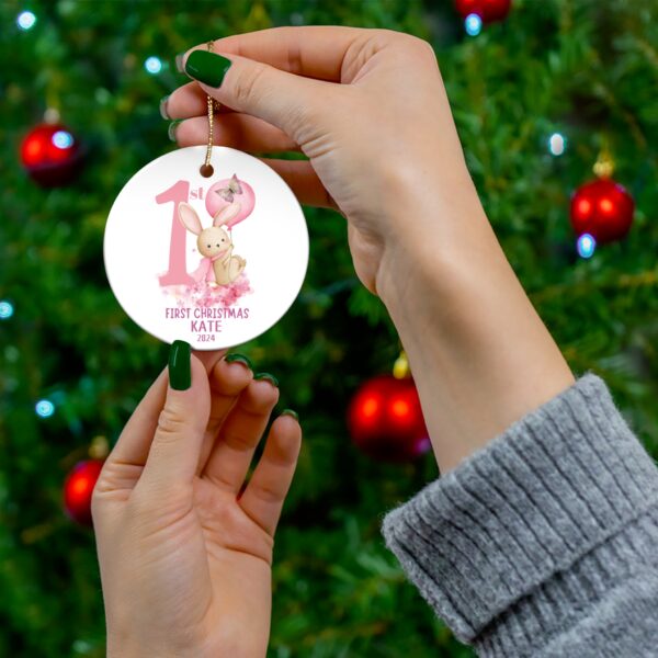 1st Christmas girl ornament Ceramic Ornament, Babys first Christmas ornament, personalized baby's first Christmas ornament girl, ceramic Christmas ornament for baby girl, new baby gift - Image 2