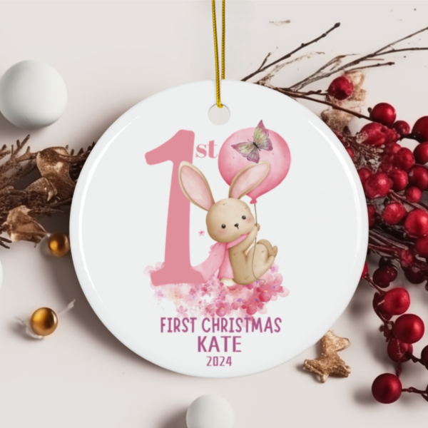 1st Christmas girl ornament Ceramic Ornament, Babys first Christmas ornament, personalized baby's first Christmas ornament girl, ceramic Christmas ornament for baby girl, new baby gift