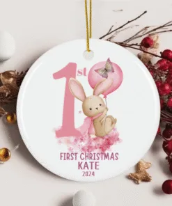 1st Christmas girl ornament Ceramic Ornament, Babys first Christmas ornament, personalized baby's first Christmas ornament girl, ceramic Christmas ornament for baby girl, new baby gift