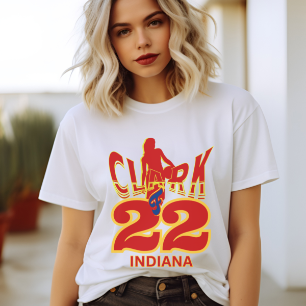 Clark 22 Jersey Shirt Women's Basketball Unisex T-shirt Adult Retro Indiana Fan Tee, Caitlin Clark Tee Shirt, Caitlin Clark Fever Basketball Shirt, Caitlin Clark Indiana Fan shirt, Clark Fever 22 Jersey Shirt - Image 2