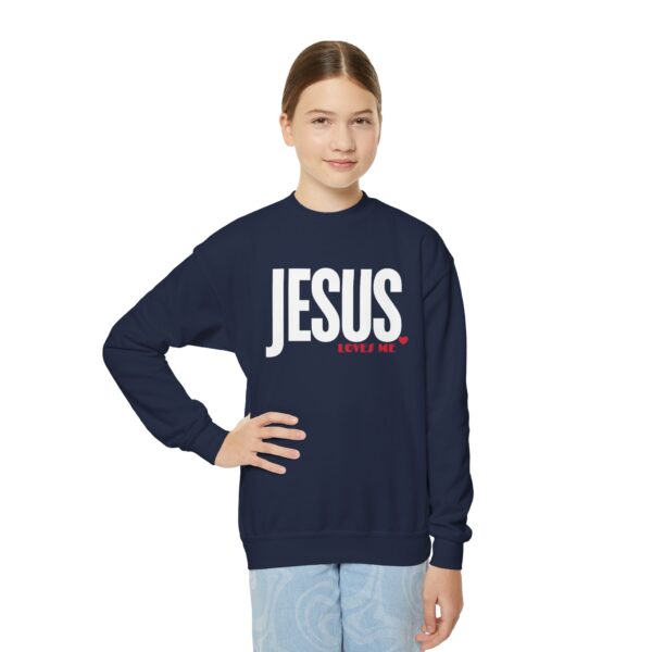 Jesus loves me Youth Crewneck Sweatshirt, Boys Girls Youth Sweatshirt,Christian Youth Sweatshirt, Religious Kid Christian Gifts, - Image 2