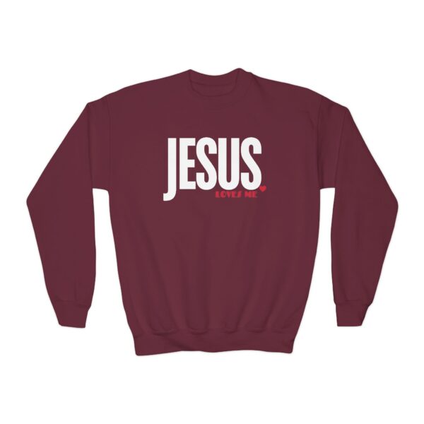 Jesus loves me Youth Crewneck Sweatshirt, Boys Girls Youth Sweatshirt,Christian Youth Sweatshirt, Religious Kid Christian Gifts, - Image 3