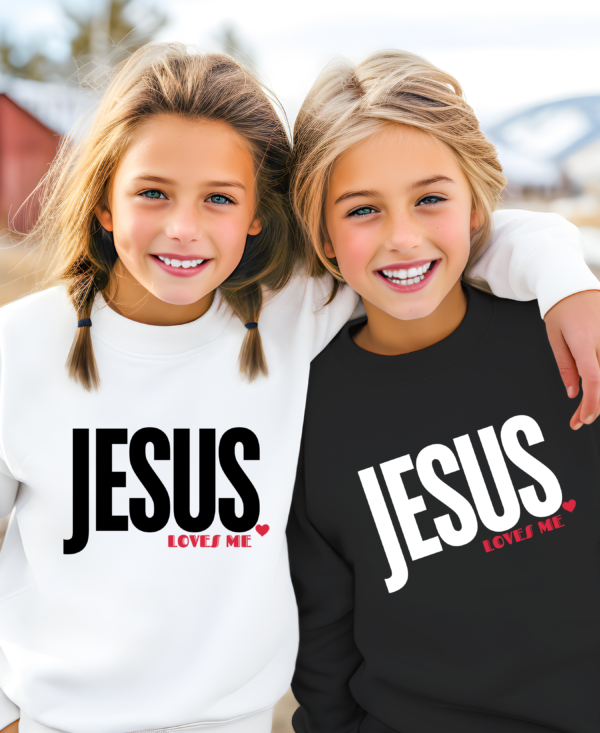 Jesus loves me Youth Crewneck Sweatshirt, Boys Girls Youth Sweatshirt,Christian Youth Sweatshirt, Religious Kid Christian Gifts,