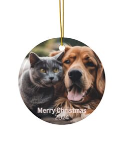 Alternative view of Dog Cat Christmas Ornament, Gift for Pet Lovers, Pet Memorial Ornament, Xmas Tree Deco, Custom Dog Ornament