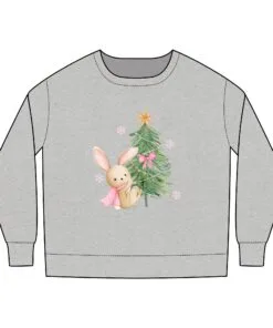 Alternative view of Bunny Tree Toddler Sweatshirt, Pink Santa Christmas Sweatshirt, Christmas Sweater, Christmas Tree Sweater Holiday Sweaters Winter Kids Youth