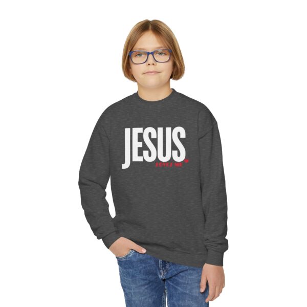 Jesus loves me Youth Crewneck Sweatshirt, Boys Girls Youth Sweatshirt,Christian Youth Sweatshirt, Religious Kid Christian Gifts, - Image 5