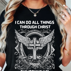 I can do All Things Through Christian Unisex Soft Style T-Shirt, Bible Verse T-Shirt Philippians 4:13 Shirt, Jesus Christian Shirt