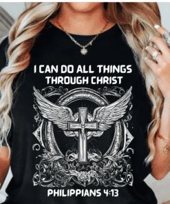 I can do All Things Through Christian Unisex Soft Style T-Shirt, Bible Verse T-Shirt Philippians 4:13 Shirt, Jesus Christian Shirt