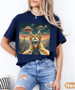 Alternative view of Cat Selfie with Alien Shirt, Cat Selfie with Alien Shirt, UFO Cat Selfie Shirt, Funny Cat Shirt, Cat Meme Shirt, Alien UFO Shirt Cat Lover Shirt Funny UFO Cat Selfie Tee