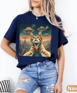 Alternative view of Cat Selfie with Alien Shirt, Cat Selfie with Alien Shirt, UFO Cat Selfie Shirt, Funny Cat Shirt, Cat Meme Shirt, Alien UFO Shirt Cat Lover Shirt Funny UFO Cat Selfie Tee