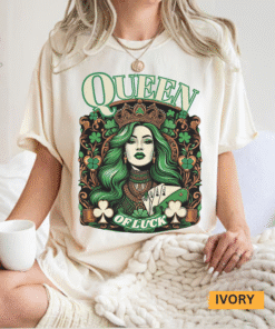 Queen of Luck T-Shirt, St Patrick's Day Baby Tee Goodbye, Retro Shamrock Sweatshirt, Kiss Me I'm Irish, Funny St Paddy Tee, lucky Girl Tee