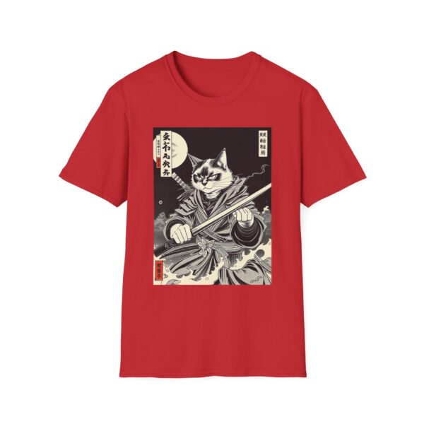 Vintage Japanese Art Anime T-Shirt, Vintage Cat Samurai T-Shirt, Fun Graphic Tee for Cat Lovers - Image 14