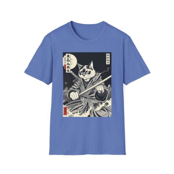 Vintage Japanese Art Anime T-Shirt, Vintage Cat Samurai T-Shirt, Fun Graphic Tee for Cat Lovers - Image 9