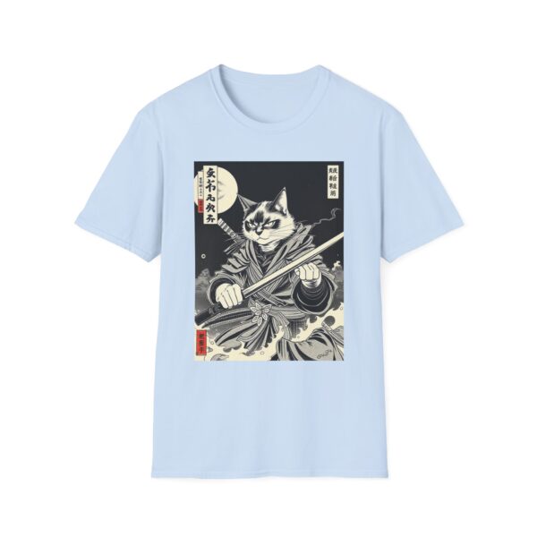 Vintage Japanese Art Anime T-Shirt, Vintage Cat Samurai T-Shirt, Fun Graphic Tee for Cat Lovers - Image 7