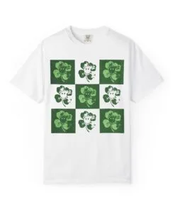 Alternative view of Retro Checkered St Patrick's Day Womens Tee, Comfort Colors® St. Patrick's Day Shirt, Prone to Shenanigans and Malarkey Shamrock Shirt