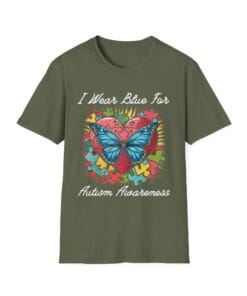 Alternative view of I Wear Blue for Autism Awareness T-Shirt, Autism Awareness Month T-Shirt, Mental Health Awareness Tee, ASD Neurodiverse Shirt