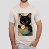 Cute Black Cat Ramen Unisex Tee, Cat Lover Funny Apparel, Cotton T-Shirt for Pet Owners, Anime Style Shirt