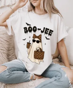 Boo-Jee Ghost Unisex Heavy Cotton Tee, Halloween T-Shirt, Cute Ghost Tee, Funny Graphic Tee, Spooky Season Shirt