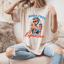 Born Free Graphic Tee - Vintage Style Unisex Cotton Shirt for Summer Celebrations, 4th of July, BBQs, and Everyday Wear