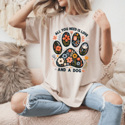 All You Need Is Love and a Dog T-Shirt | Heavy Cotton Tee for Dog Lovers | Pet Gift | Casual Wear | Cute Animal Lover Shirt