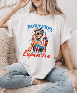 Alternative view of Born Free Graphic Tee - Vintage Style Unisex Cotton Shirt for Summer Celebrations, 4th of July, BBQs, and Everyday Wear