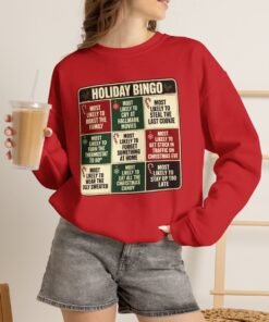 Holiday Bingo Crewneck Sweatshirt — Funny Christmas Party Game Graphic