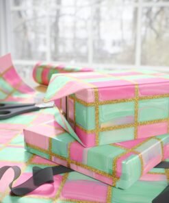 Alternative view of Pastel Geode Gift Wrap Roll — Pink & Mint Marble Wrapping Paper with Gold Vein Accent