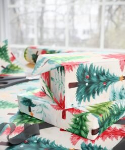 Alternative view of Christmas Tree Wrapping Paper – Festive Red & Green Holiday Gift Wrap