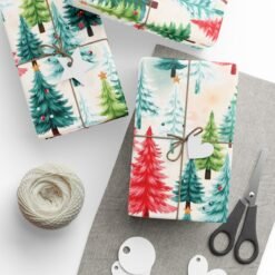 Christmas Tree Wrapping Paper – Festive Red & Green Holiday Gift Wrap