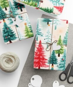 Christmas Tree Wrapping Paper – Festive Red & Green Holiday Gift Wrap