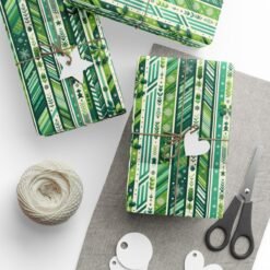 Green Botanical Stripe Wrapping Paper — Floral Stripe Gift Wrap for Eco-Friendly Presents
