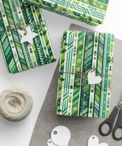 Green Botanical Stripe Wrapping Paper — Floral Stripe Gift Wrap for Eco-Friendly Presents