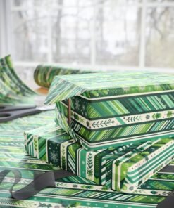 Alternative view of Green Botanical Stripe Wrapping Paper — Floral Stripe Gift Wrap for Eco-Friendly Presents