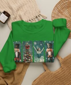 Alternative view of Nutcracker Ballet Panels sweatshirt | Christmas tree holiday ballet dancer design, Retro Christmas Shirt Comfort Colors, Cute Xmas Tshirt