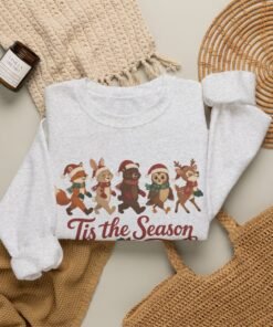 Alternative view of 'Tis the Season Crewneck Sweatshirt — Cute Woodland Animals Holiday Pullover