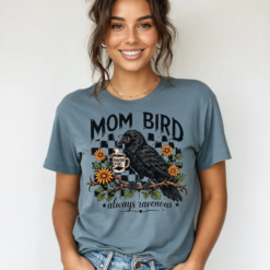 Comfort Color Mom Bird Crow T-shirt, Floral Raven Design, Funny Bird, Frog Meme, Raccoon Tee