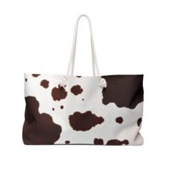 Cow Print Weekender Bag — Brown & White Travel Tote