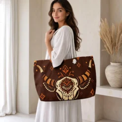 Boho Bull Skull Weekender Bag