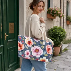 Floral Weekender Bag - Large Pink & Coral Blossom Travel Tote