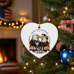 USA 250th Anniversary Ceramic Ornament — Patriotic Bald Eagles (1776–2026)