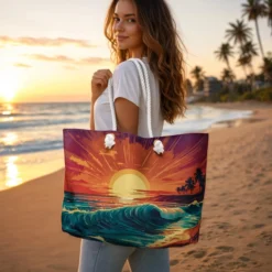 Sunset Surf Weekender Bag — Tropical Beach Travel Tote